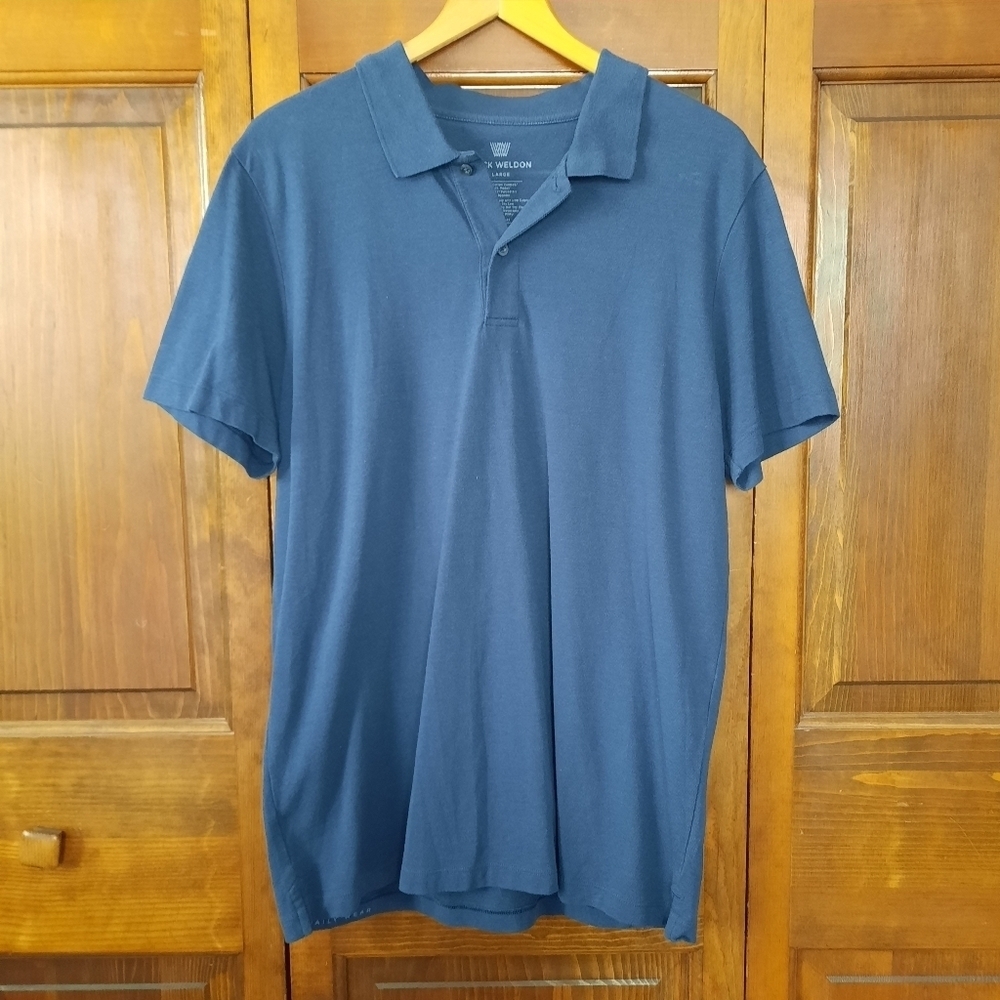 Mack Weldon For Daily Wear navy blue short sleeve polo shirt size large